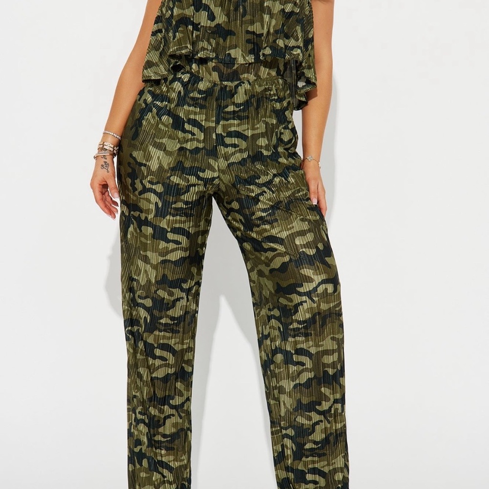 Fashion Nova Green Camouflage Jumpsuit